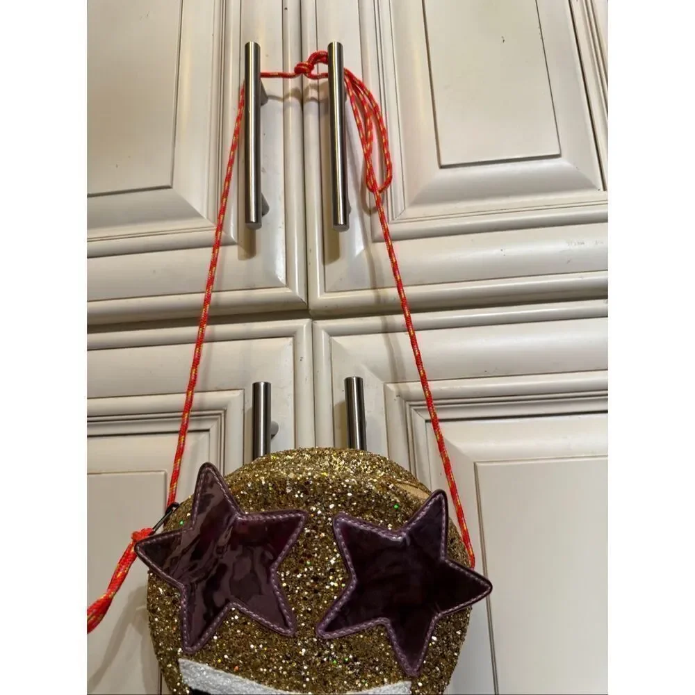 Crew Cuts Girls Smiley Star Face Glitter Crossbody Bag Purse Multicolor